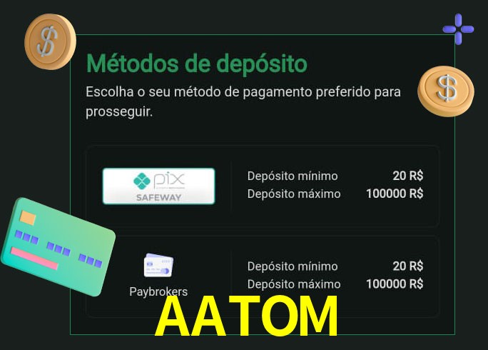 O cassino AATOM oferece uma grande variedade de métodos de pagamento